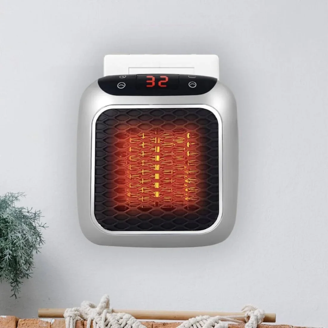 WellHeater Mini-HeizlĂŒfter in der Wandsteckdose mit Temperaturanzeige